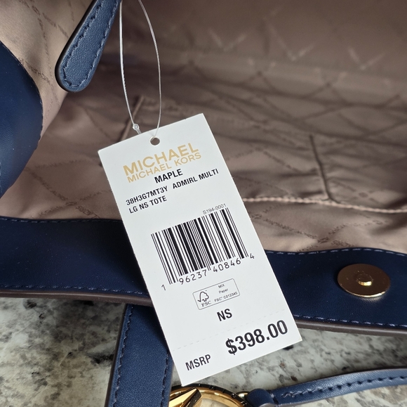Michael Kors Maple Logo Large Blue Tote - Picture 7 of 10